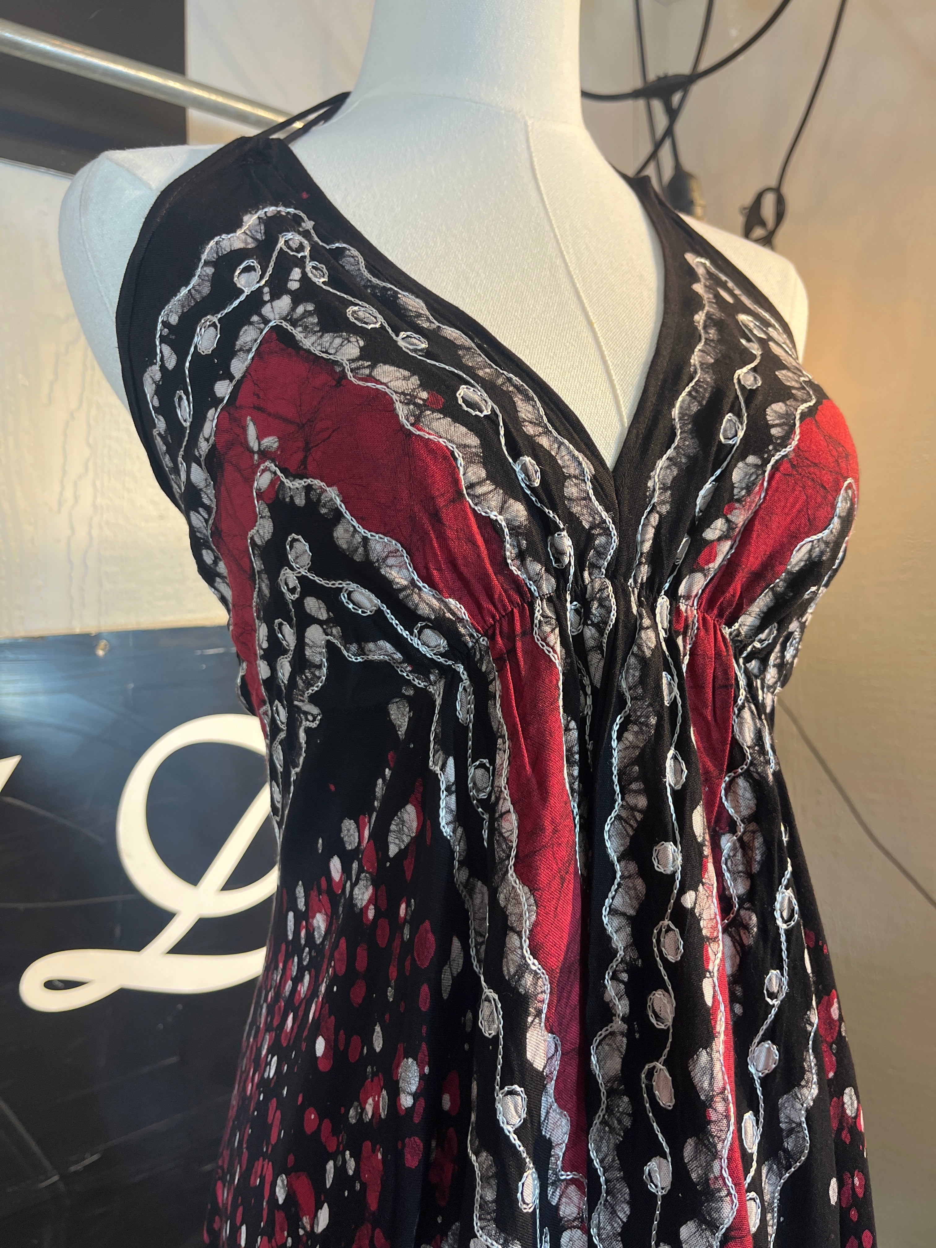 Burnt Red Festival Halter Dress C8