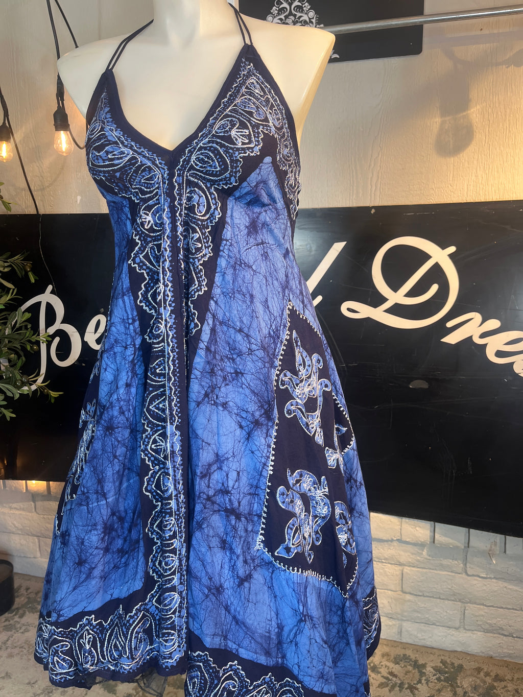 Blue Batik Vacation Marble Dress C4