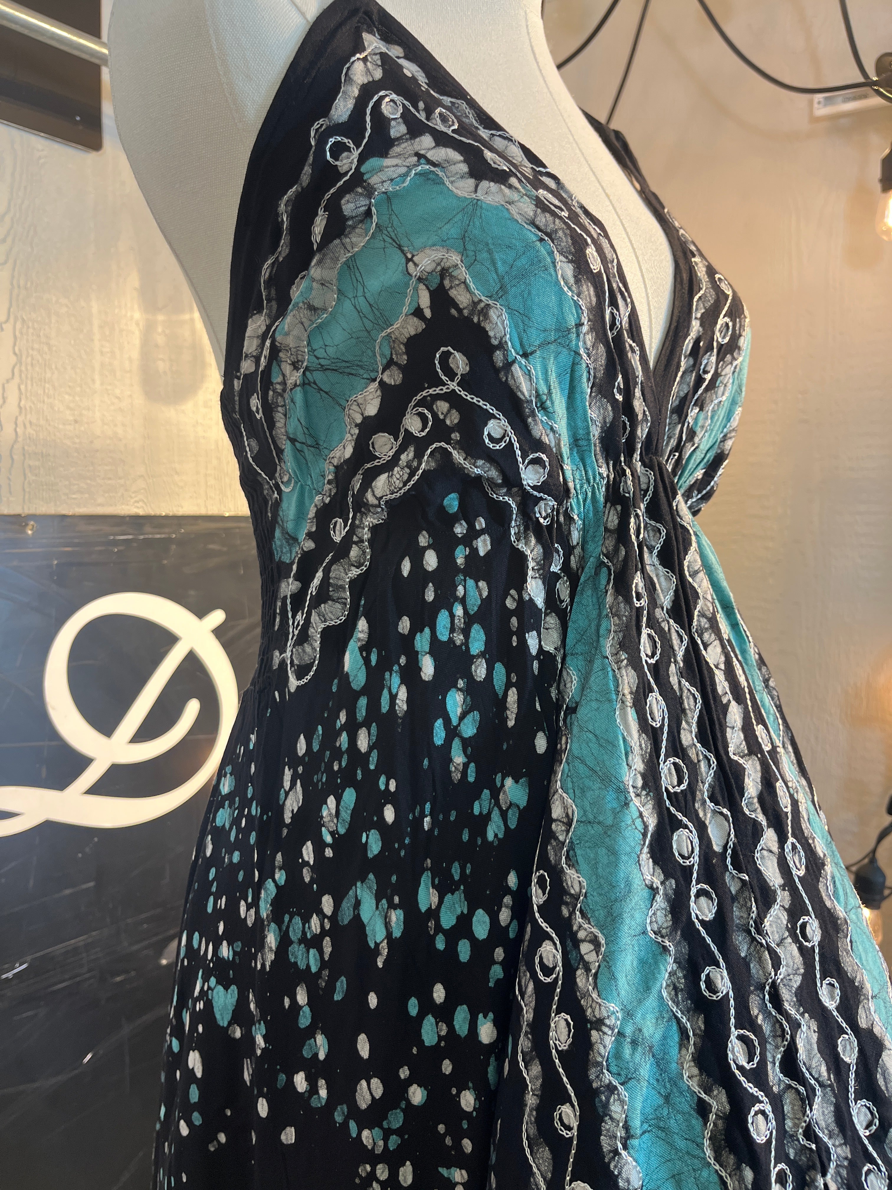 Teal Festival Halter Dress C5
