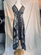 Black & White Marble Batik Vacation Dress C1