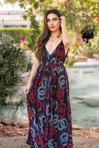 Vacation Dress Red & Black — vibrant boho maxi dress with adjustable straps
