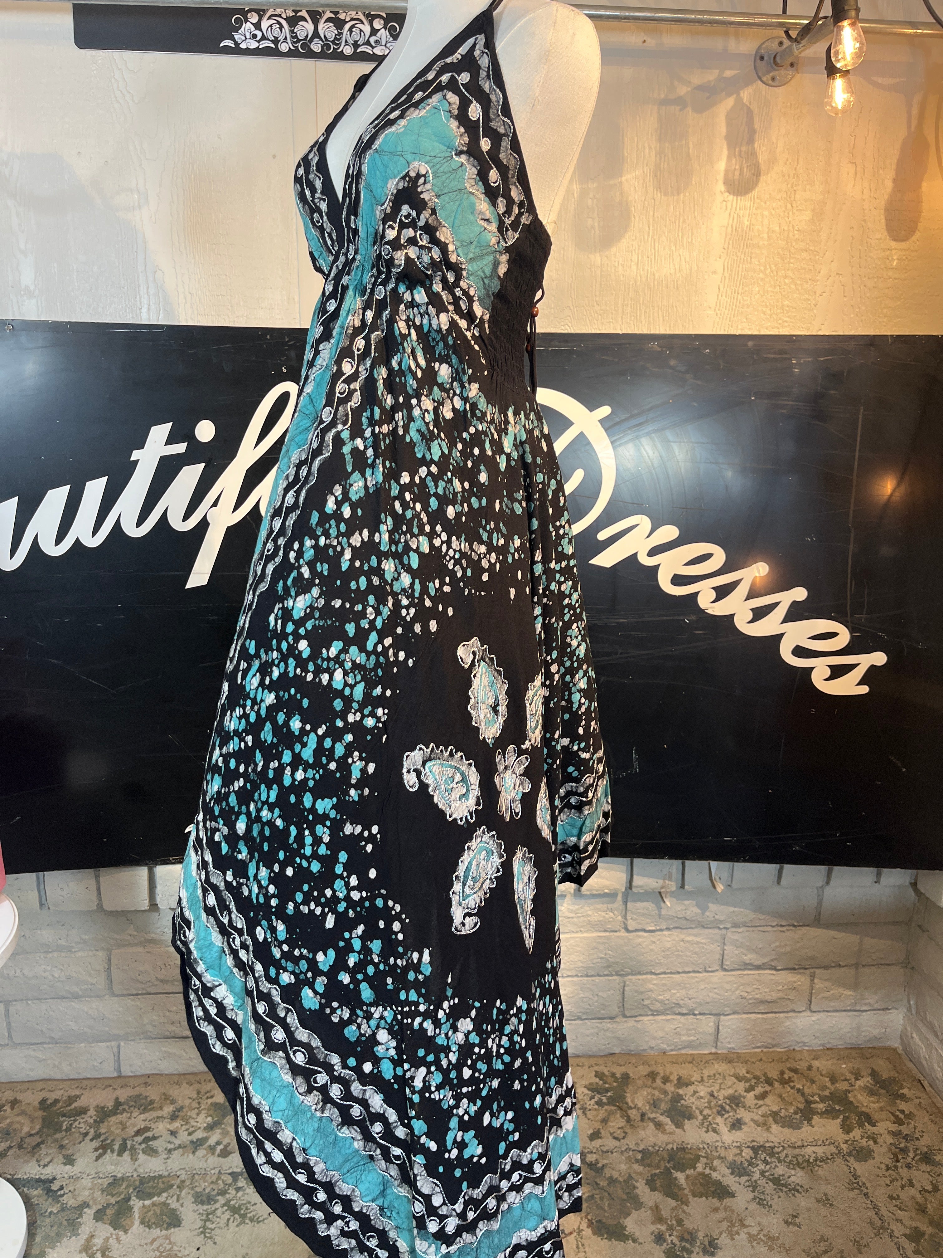 Teal Festival Halter Dress C5