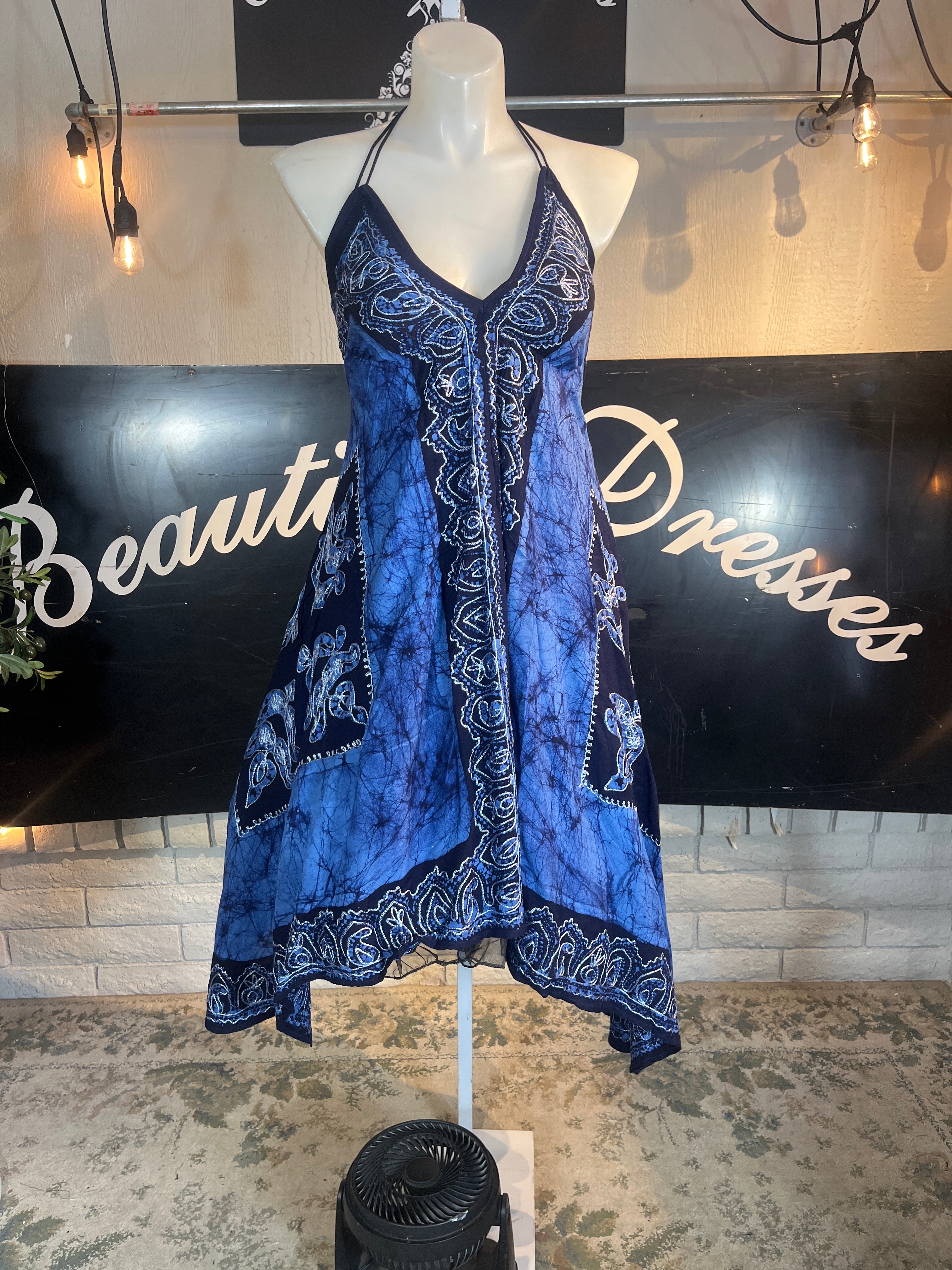 Blue Batik Vacation Marble Dress C4