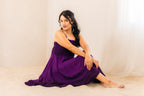 Celtic Ren Dress in Purple — smocked boho midi dress, fits sizes 2-16