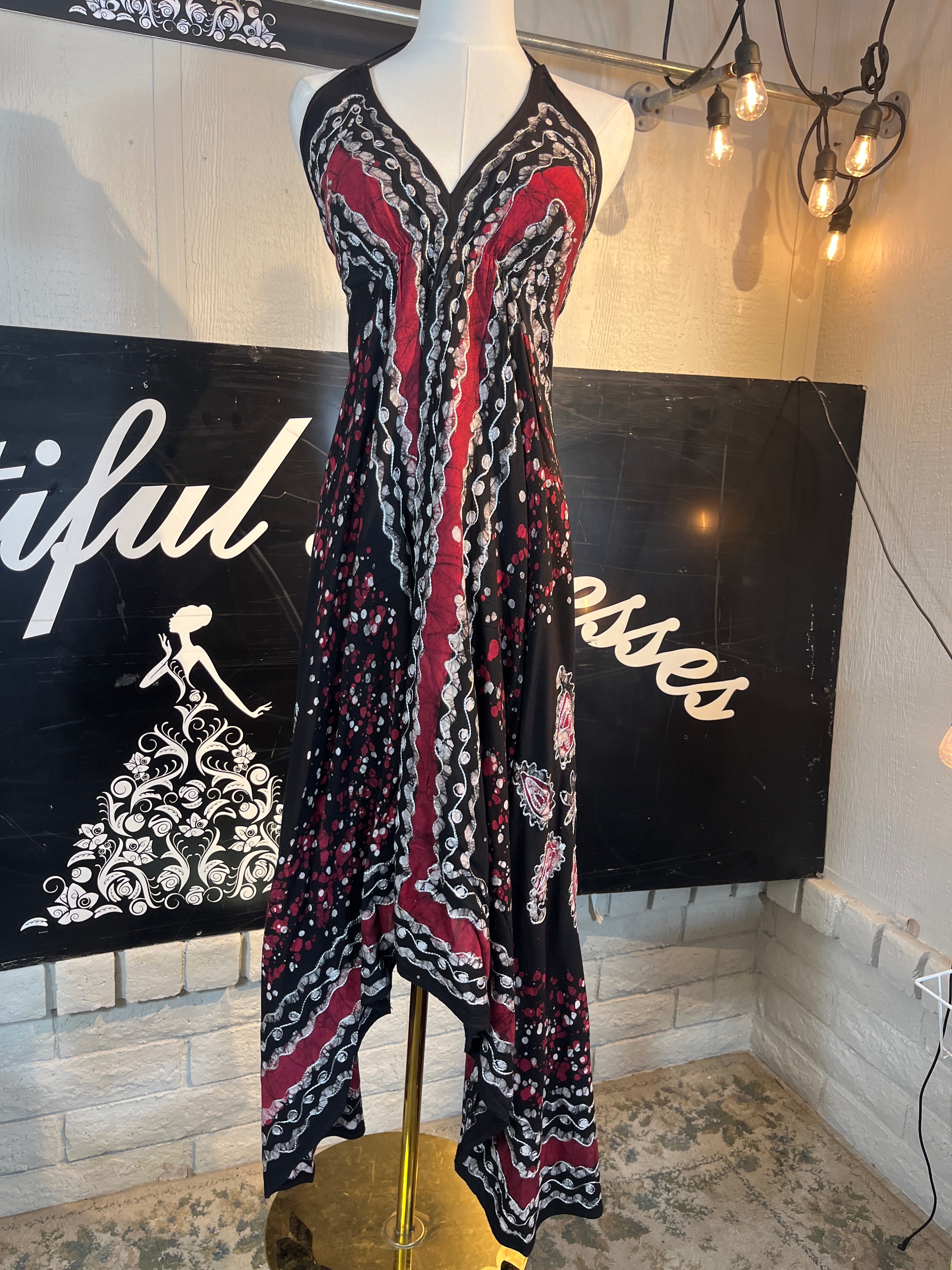 Burnt Red Festival Halter Dress C8