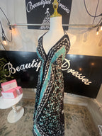 Teal Festival Halter Dress C5