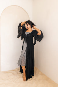Black Renaissance Jacket — Celtic-inspired corset maxi dress in breathable rayon