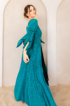 Turquoise Renaissance Jacket — Celtic-inspired corset maxi dress in breathable rayon
