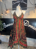 Red Batik Festival Halter Dress C3