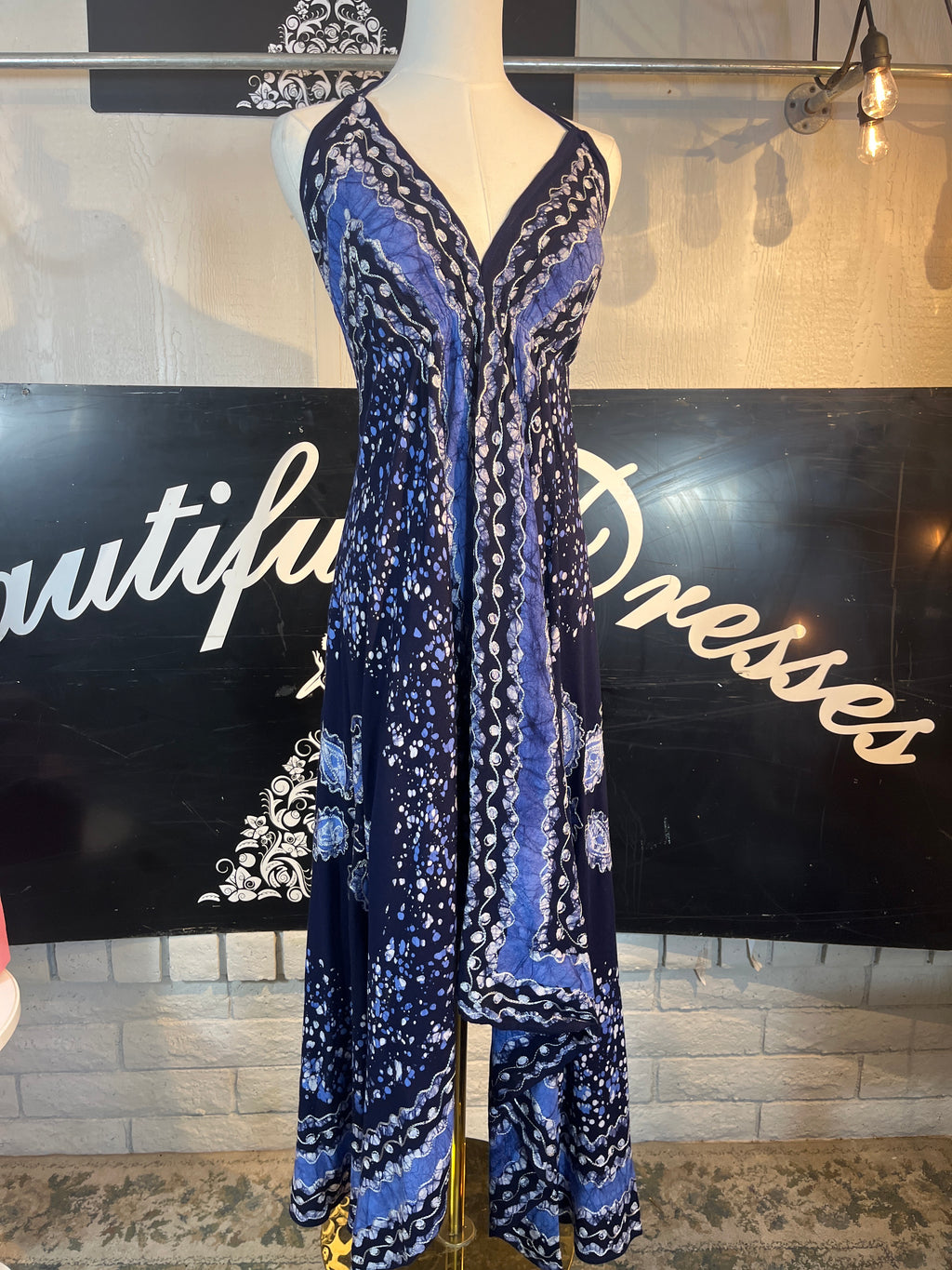 Turquoise Festival Halter Dress C9
