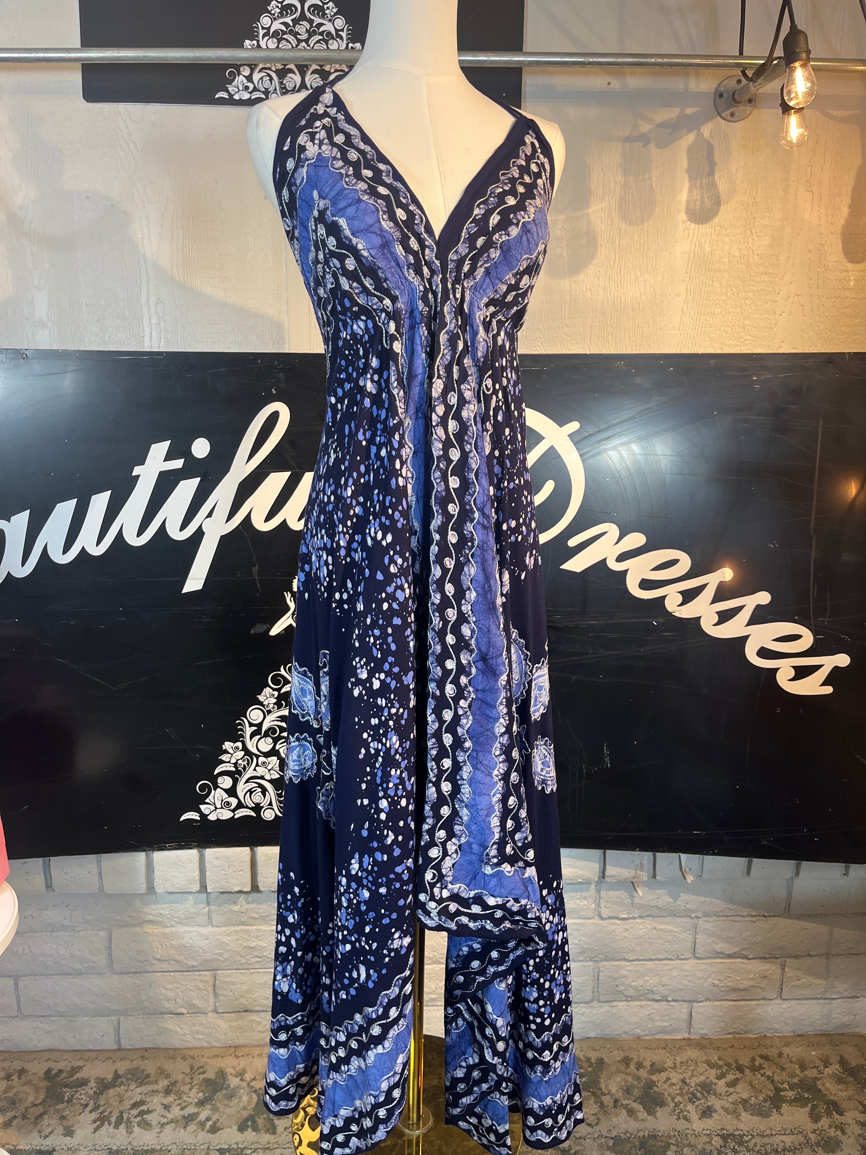 Turquoise Festival Halter Dress C9