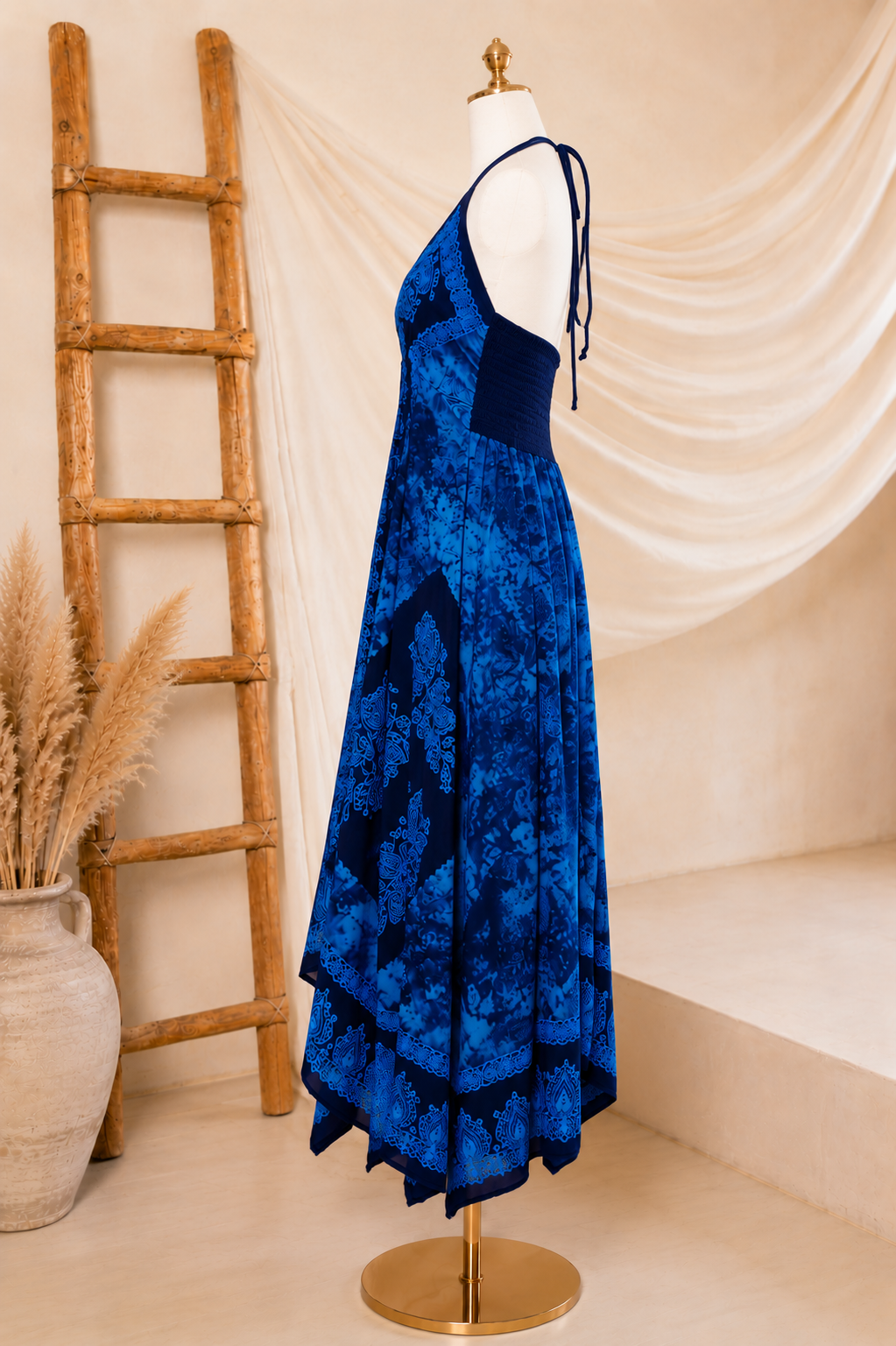 Turquoise Marbel Batik Vacation Dress C2