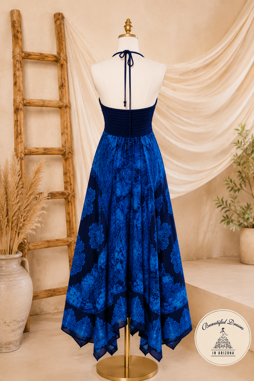 Turquoise Marbel Batik Vacation Dress C2