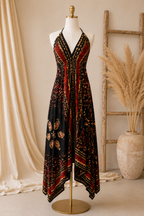 Red Batik Marble Halter Dress C3