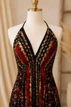 Red Batik Marble Halter Dress C3