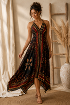 Red Batik Marble Halter Dress C3
