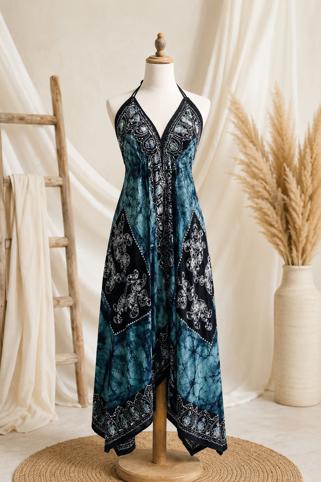 Aqua Marble Batik Vacation Dress C7