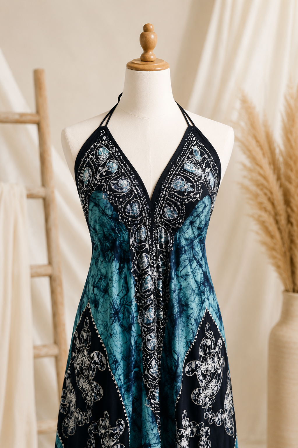 Aqua Marble Batik Vacation Dress C7