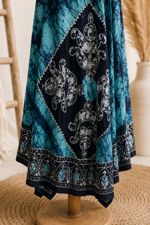 Aqua Marble Batik Vacation Dress C7