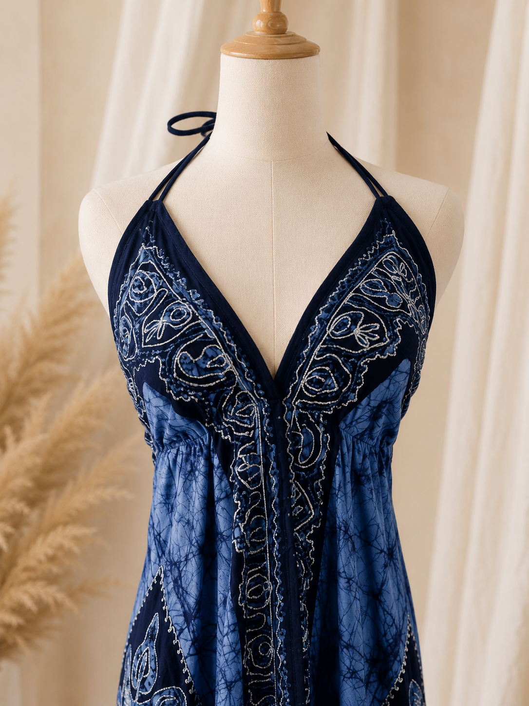 Blue Batik Vacation Marble Dress C4