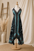 Teal Festival Halter Dress