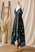 Teal Festival Halter Dress C5