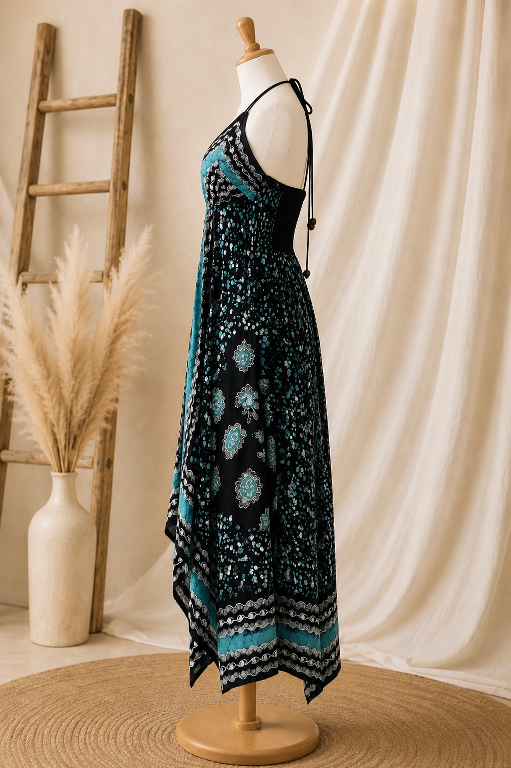 Teal Festival Halter Dress C5
