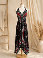 Burnt Red Festival Halter Dress