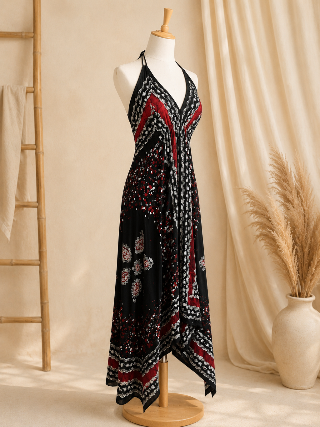 Burnt Red Festival Halter Dress