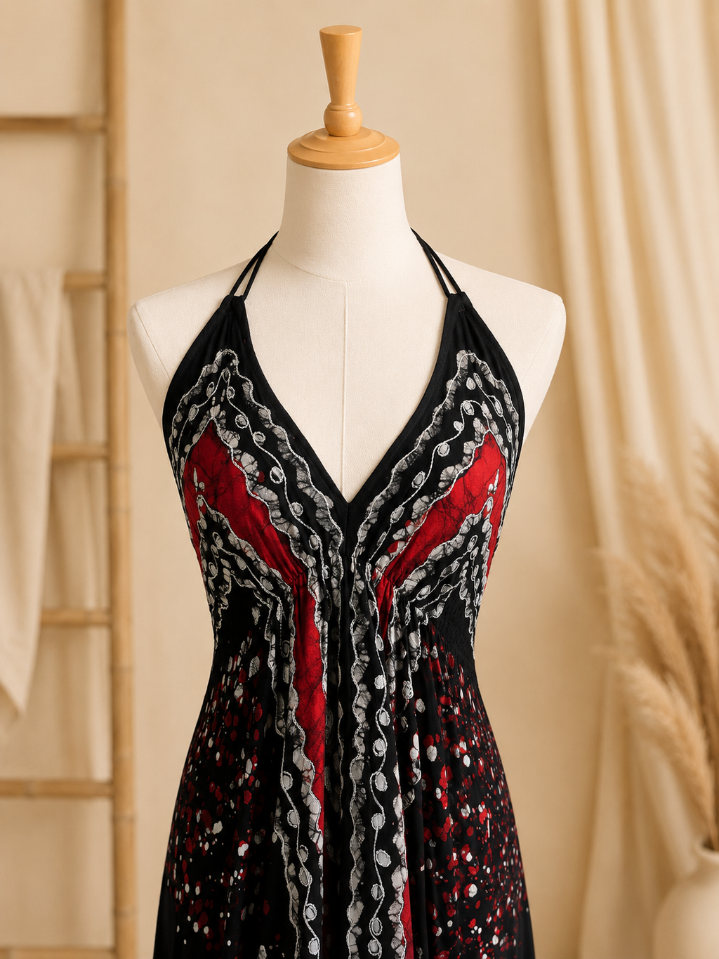Burnt Red Festival Halter Dress