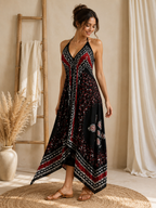 Burnt Red Festival Halter Dress