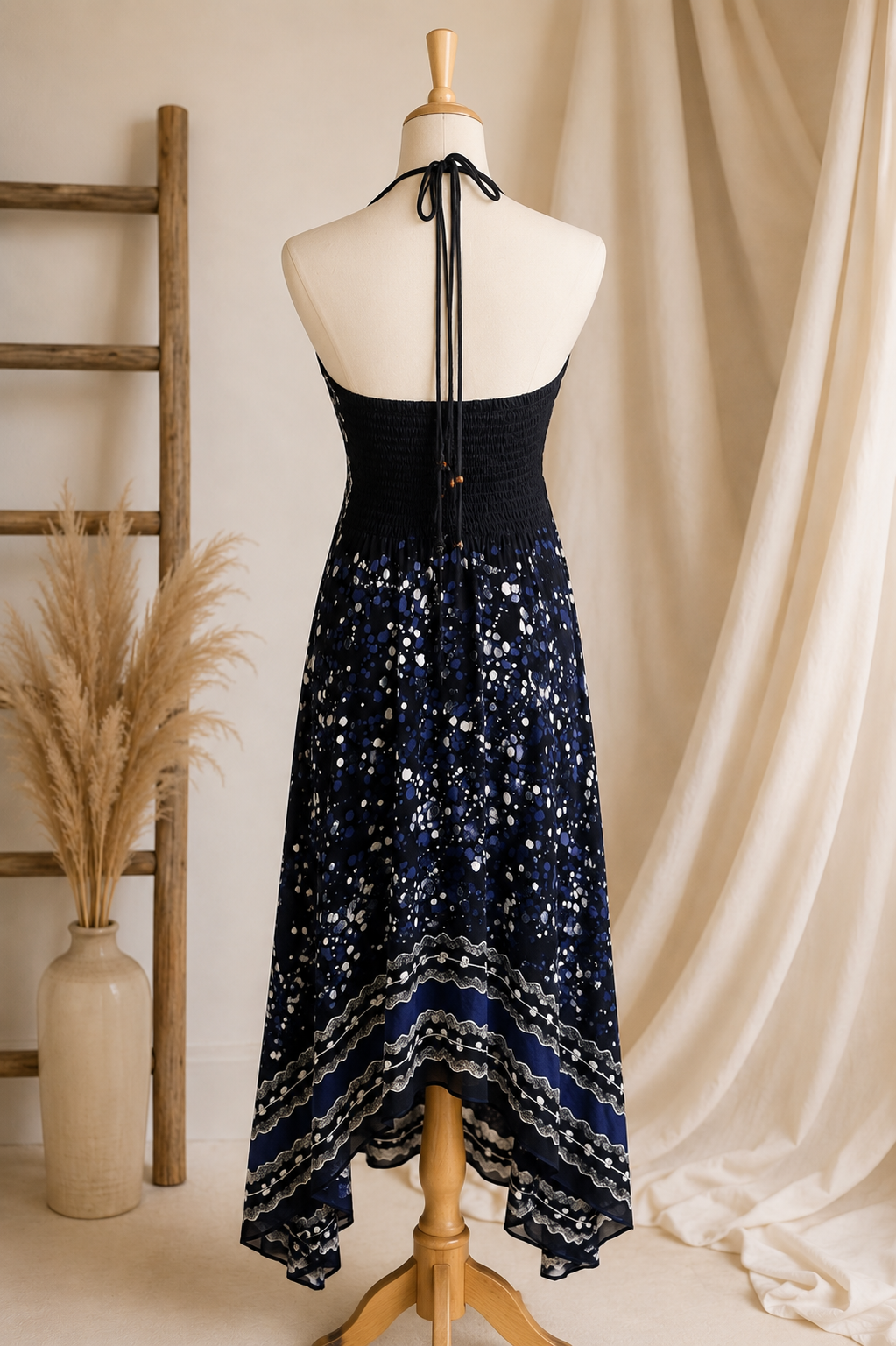 Blue Halter Festival Dress