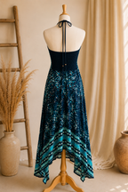 Turquoise Festival Halter Dress C9