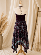 Burgundy Sage Festival Halter Dress