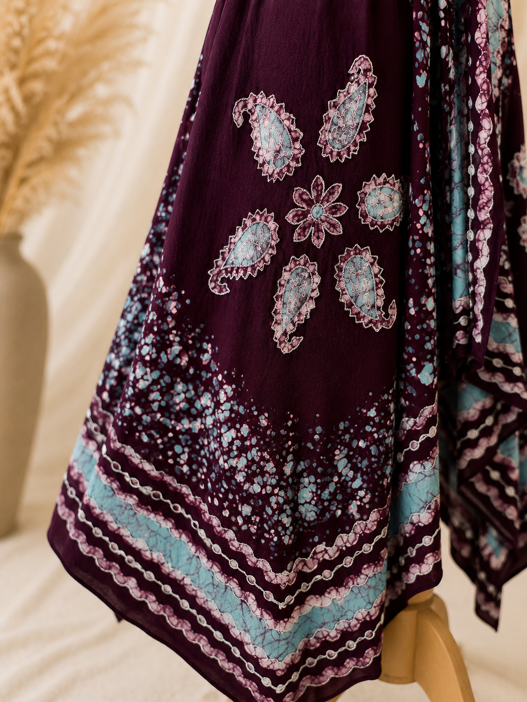 Burgundy Sage Festival Halter Dress