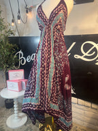 Burgundy Sage Festival Halter Dress C1
