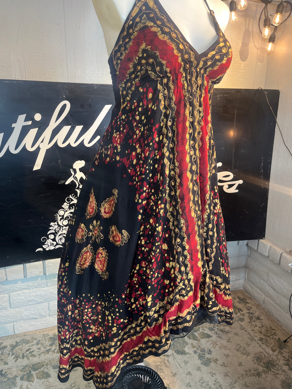 Red Batik Festival Halter Dress C3
