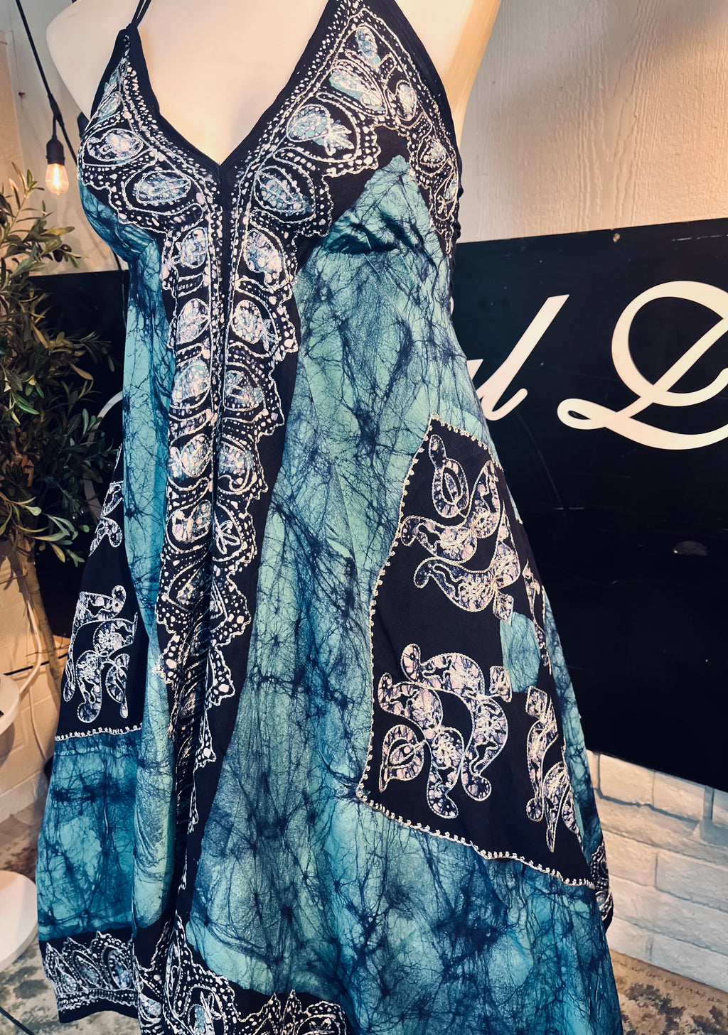 Aqua Marble Batik Vacation Dress C7