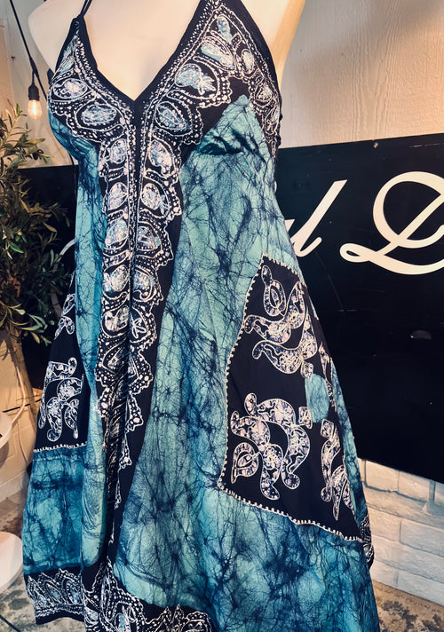 Aqua Marble Batik Vacation Dress C7
