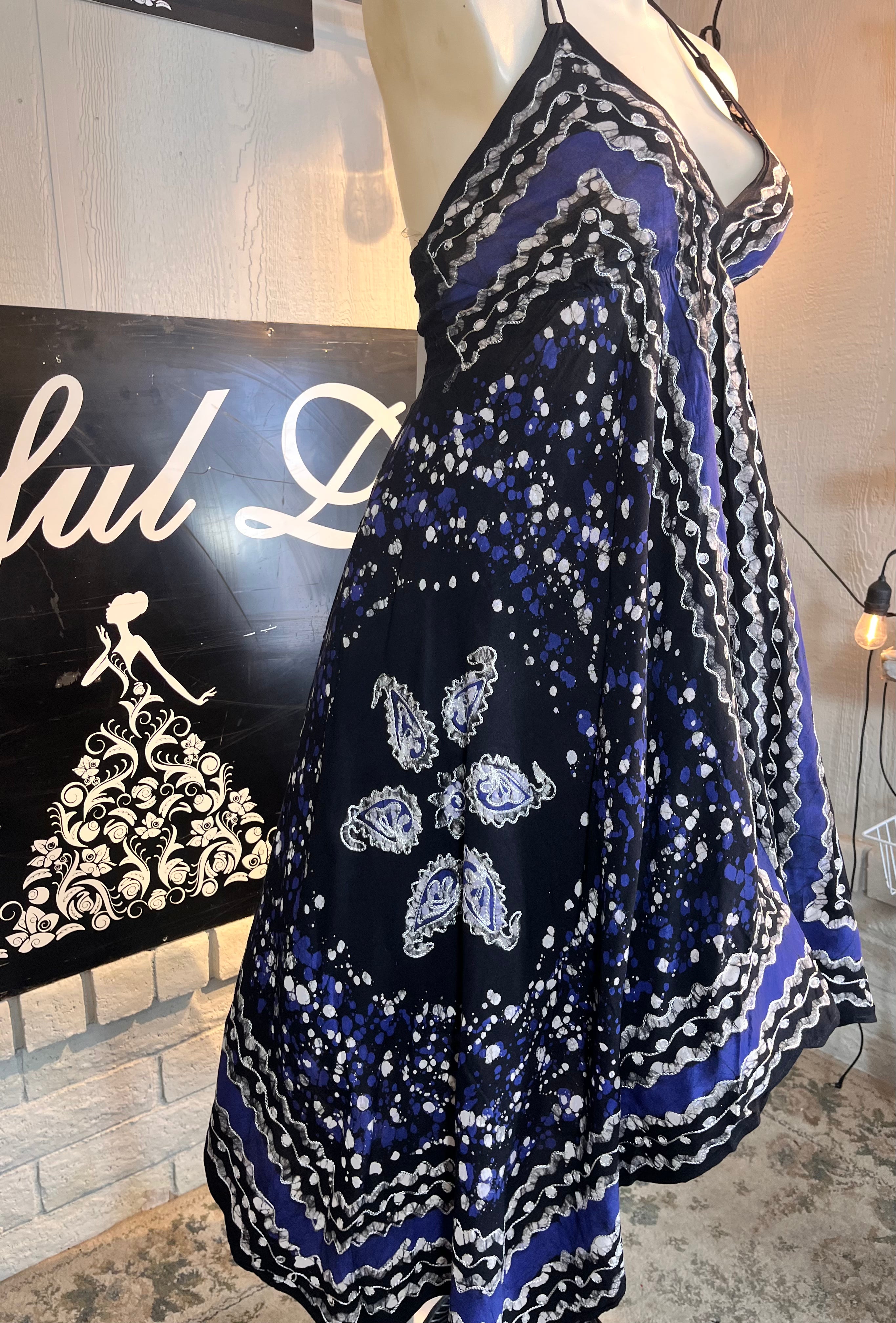 Blue Halter Festival Dress C2