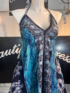 Turquoise Marvel Batik Vacation Dress C7