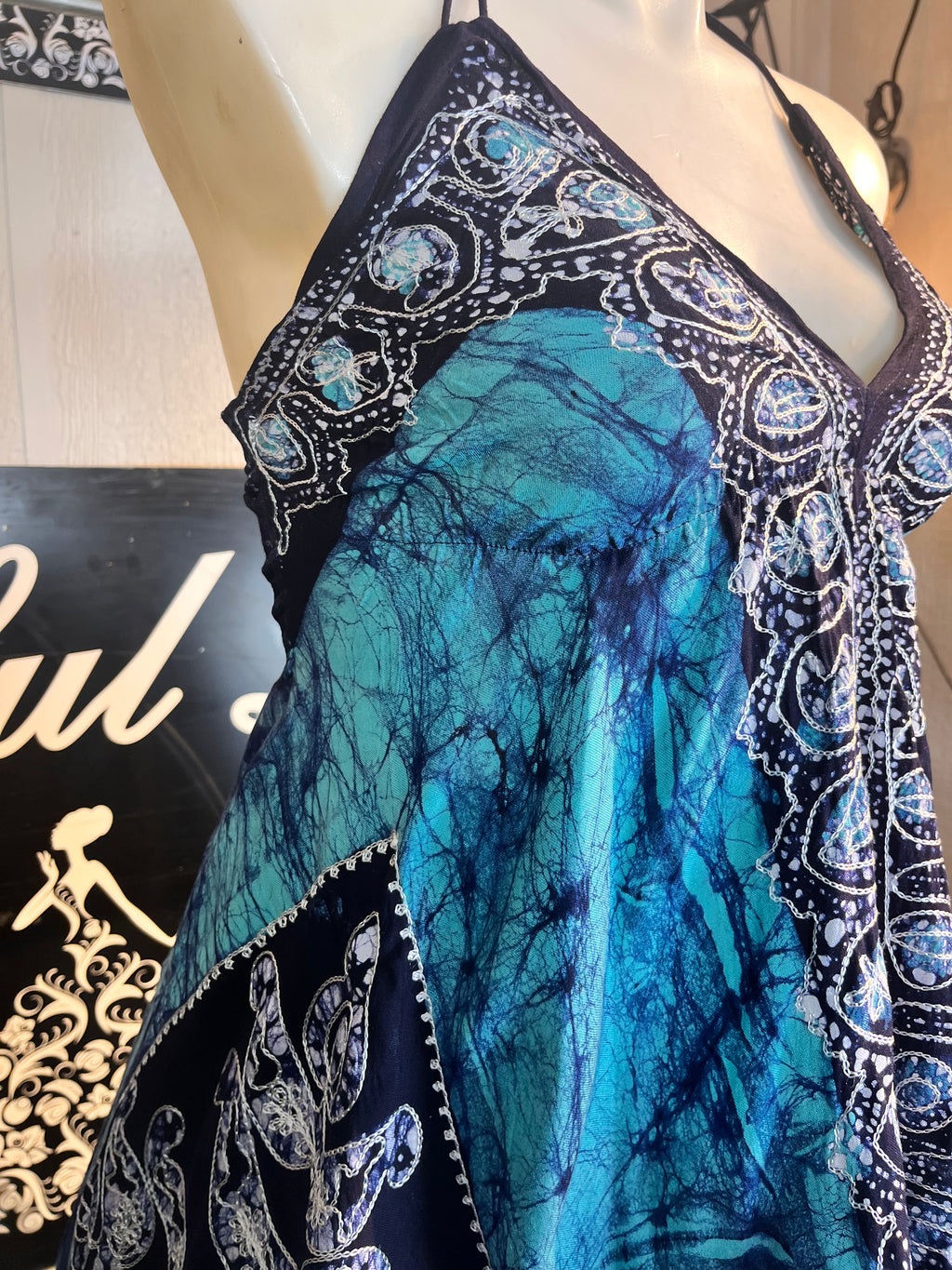 Turquoise Marvel Batik Vacation Dress C7