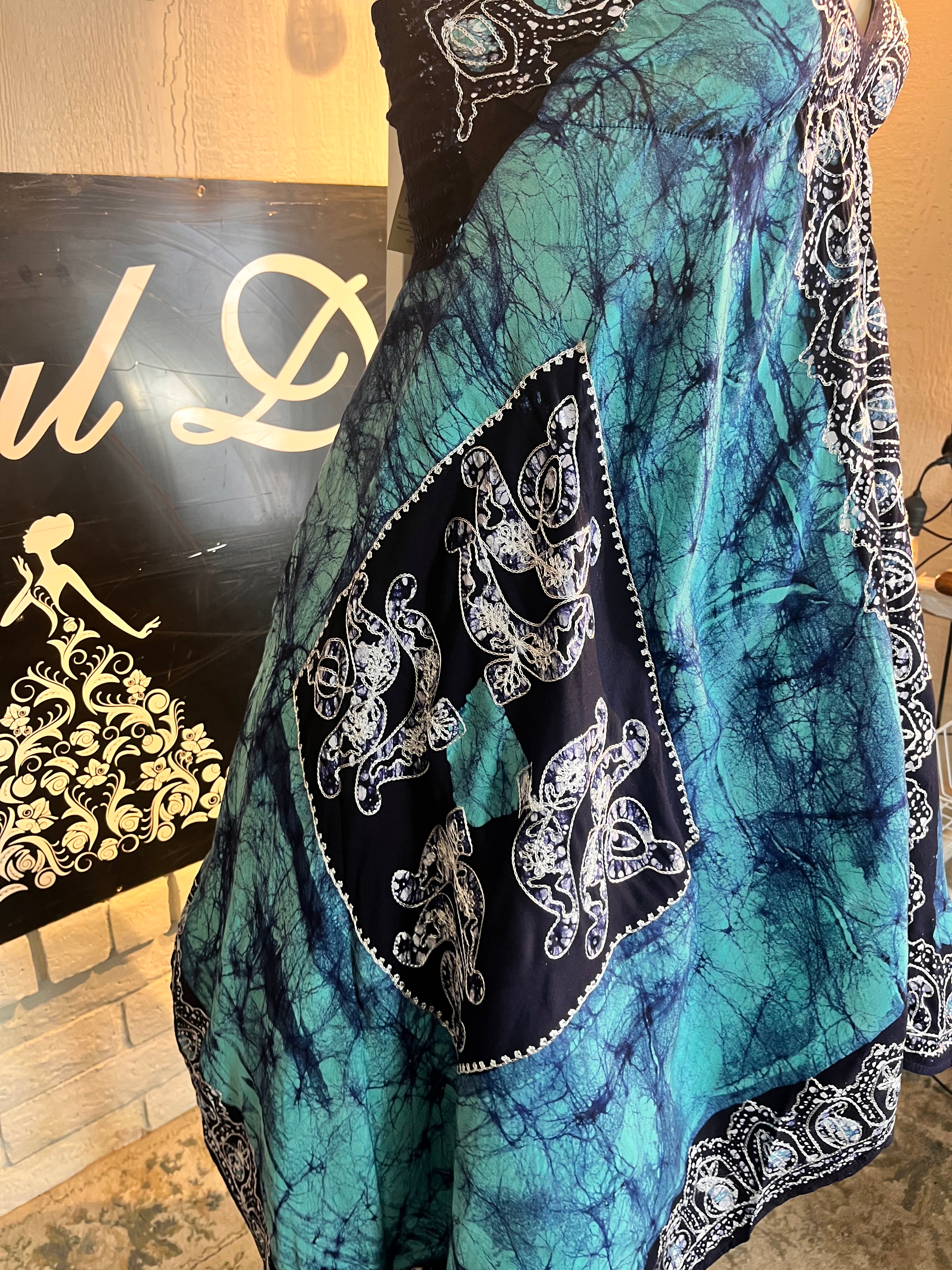 Aqua Marble Batik Vacation Dress C7