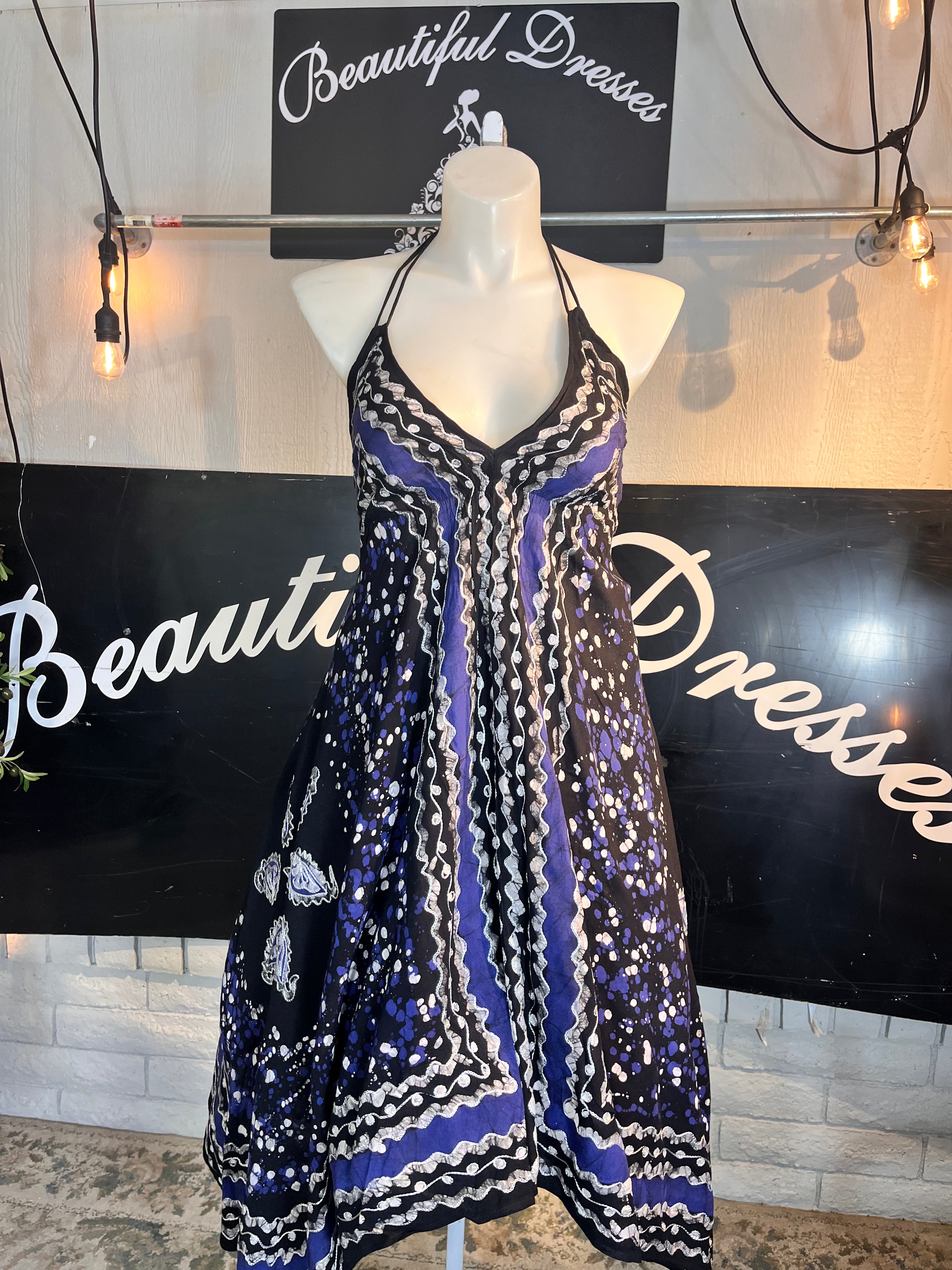 Blue Halter Festival Dress C2