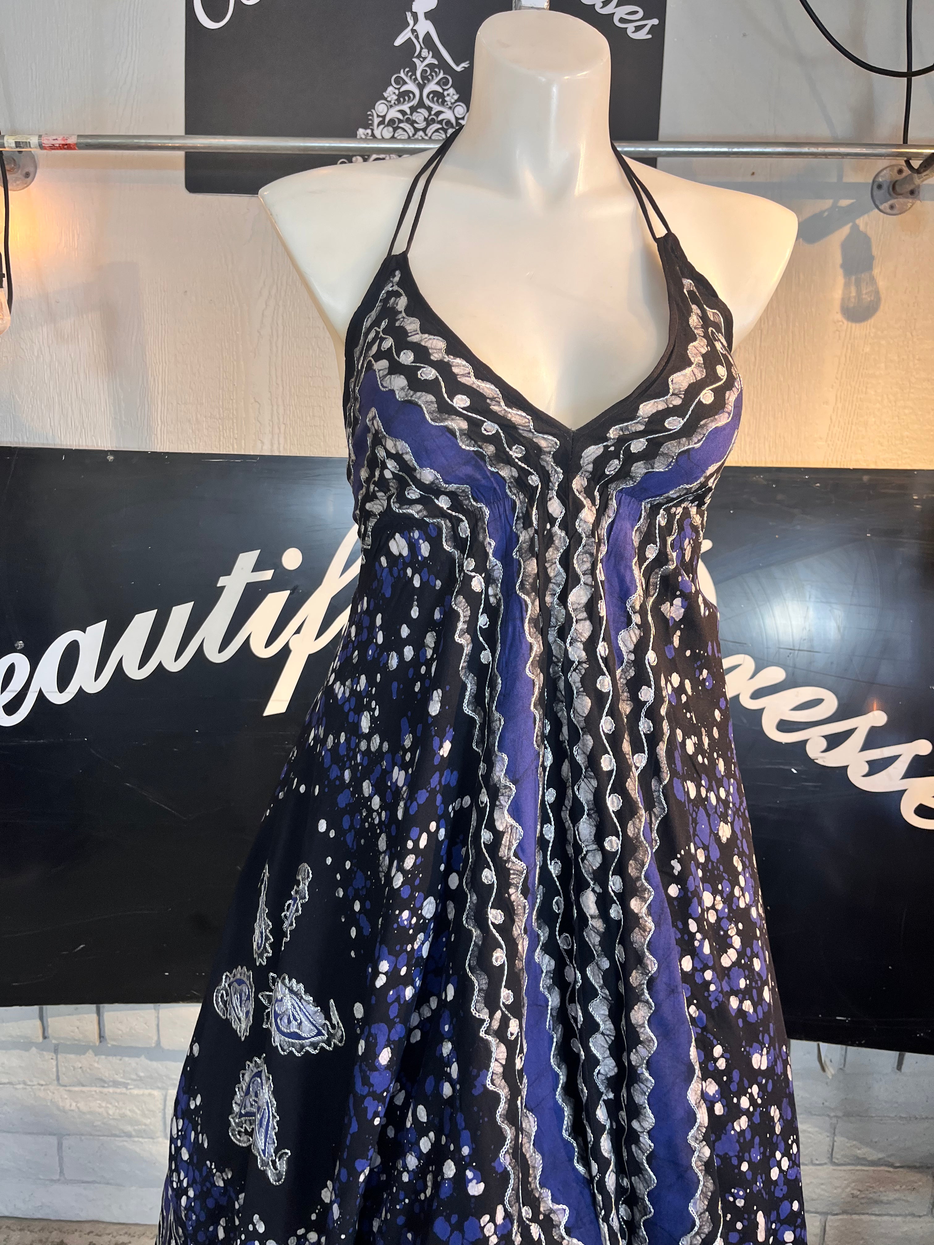 Blue Halter Festival Dress C2