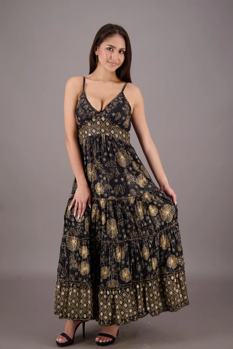 Glitter Leaf Tank Maxi