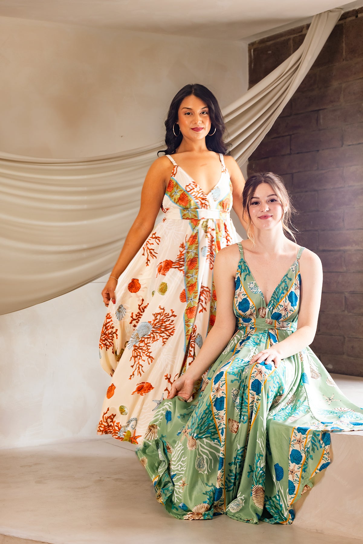 Vacation Dreamy Dress in Green — one-size silk & rayon maxi dress with adjustable straps